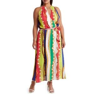 Love x Design Beach House II Sleeveless Wrap Midi Dress Chain Women's Plus 3X